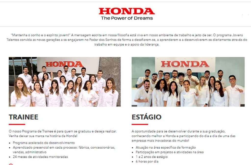 Programa Estágio Honda 2021