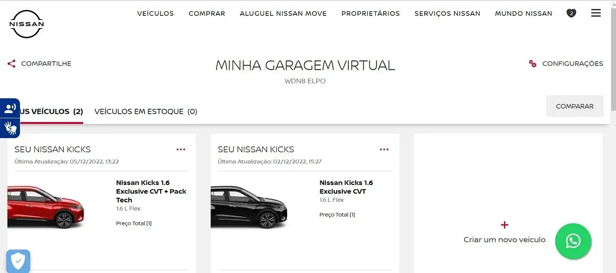 Garagem virtual é a novidade da Nissan para seu site